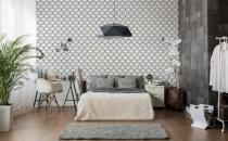 White and gray cozy bedroom